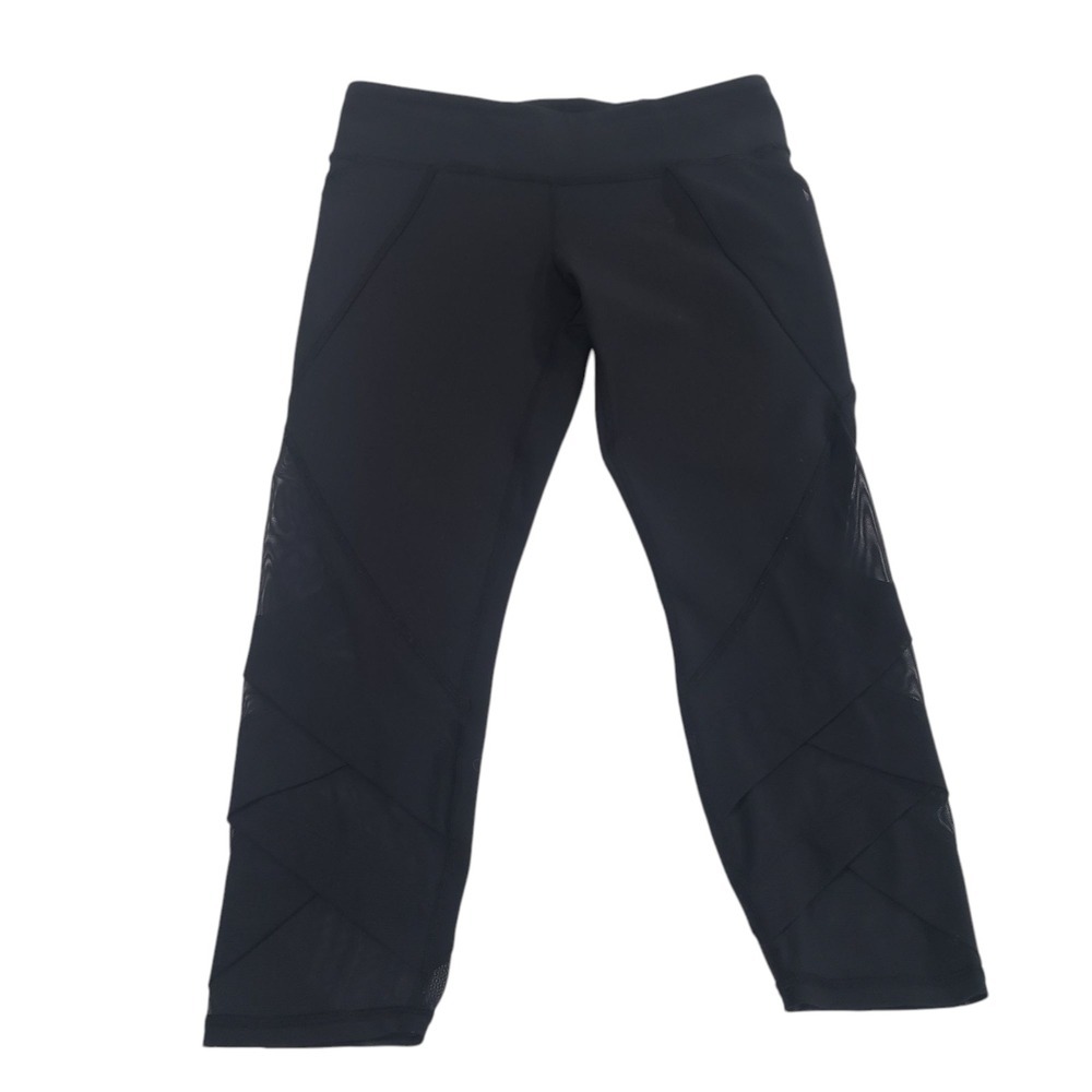Ivivva By Lululemon Ankle‎ Leggings Girls Black 14 Sheen Layered Leg Stretch